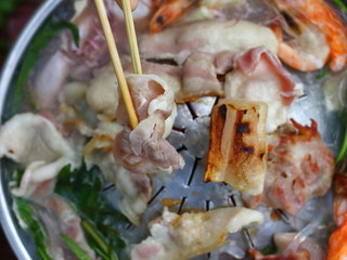 Thai barbecue Grill Pork on hot pan