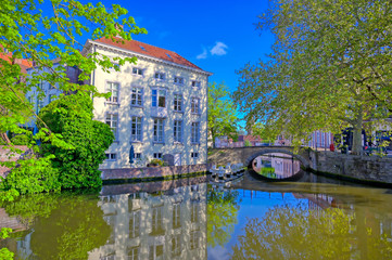 The canals of Bruges (Brugge), Belgium on a sunny day.