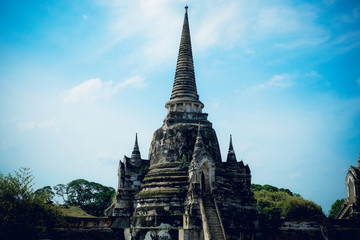 Fototapeta premium Ayutthaya, Thailand – July 15, 2019 : History culture of old capital, Ayutthaya Old capital of Thailand, Ayutthaya Historical park.