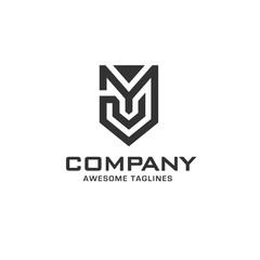 Fototapeta premium creative initial letter m with shield abstract geometric style logo