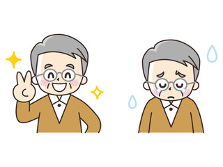 喜びと悲しみ　シニア男性
