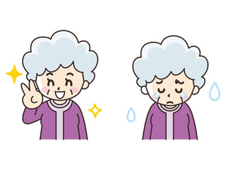 喜びと悲しみ　シニア女性