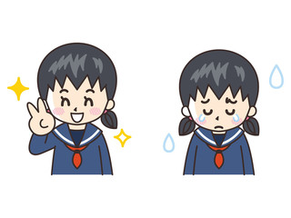 喜びと悲しみ　高校生の女子（セーラー服）