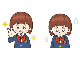喜びと悲しみ　高校生の女子（ブレザー）