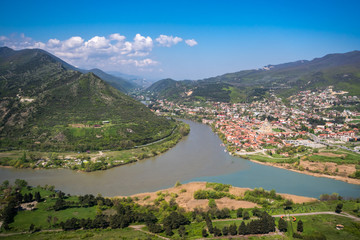 The confluence of the Kura and Aragva rivers, view from the Jvari temple © tilpich