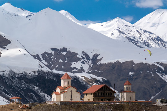 Orthodox church in the mountain resort of Gudauri, Georgia