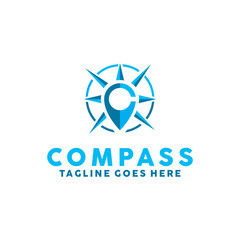 Compass Logo Vector Icon. Modern Navigation Symbol. Location Logo Design Inspiration.