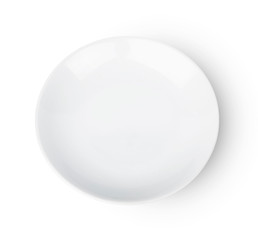empty plate isolated on white background,Top view