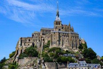 Obraz premium Beautiful view of the Mont Saint-Michel Abbey on a sunny summer day. Normandy. France