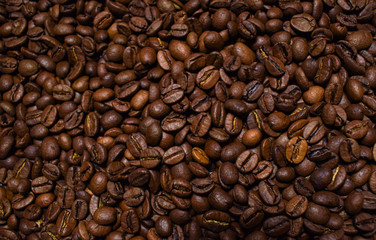 Coffee beans, roasted coffee, brown beans, background