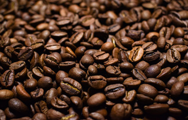 Coffee beans, roasted coffee, brown beans, background