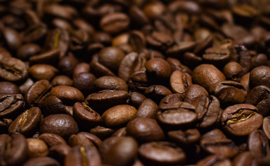 Coffee beans, roasted coffee, brown beans, background