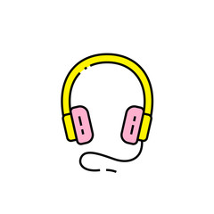 Headphones line icon. Colorful headset symbol. Earphones sign. Vector illustration.