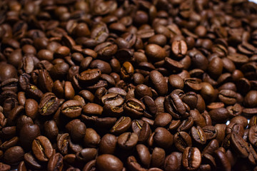 Coffee beans, roasted coffee, brown beans, background