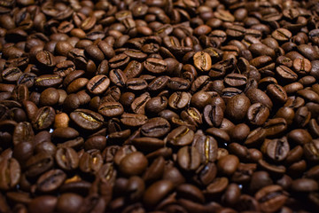 Coffee beans, roasted coffee, brown beans, background