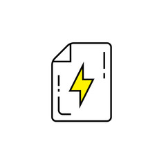 Flash page line icon. Computer file symbol. Paper document sign. Vector illustration.