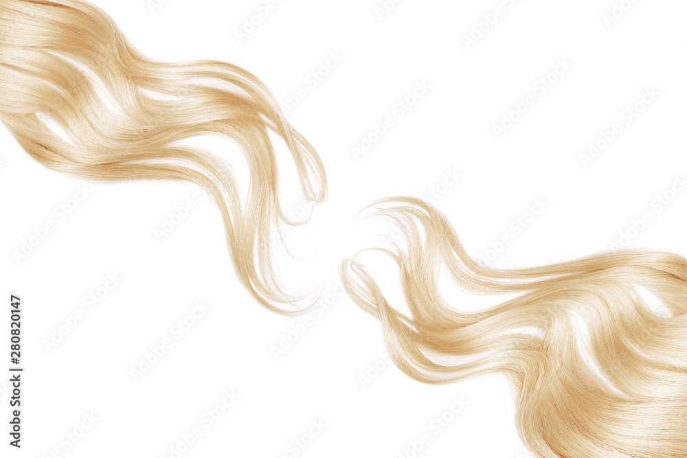 Wall mural blond shiny hair as background. copyspace