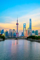 Photo sur Plexiglas Shanghai Vue du coucher de soleil de Pudong à Shanghai en Chine