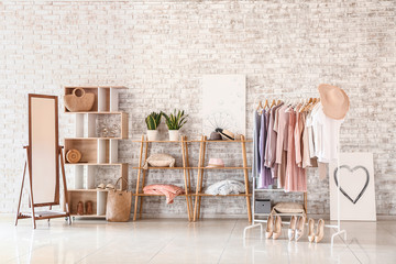 Stylish interior of dressing room at home