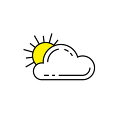 Fototapeta premium Sun cloud line icon. Partly cloudy weather symbol. Vector illustration.