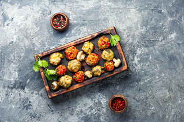 Mushrooms stuffed with vegetables