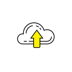 Cloud upload line icon. Virtual network internet data symbol. VPN backup arrow sign. Vector illustration.