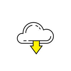 Cloud download line icon. Virtual network internet import symbol. VPN backup down arrow sign. Vector illustration.