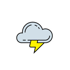 Cloud lightning line icon. Light bolt weather symbol. Electric storm sign. Vector illustration.