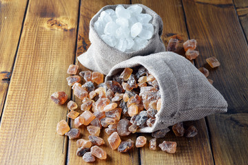 Brown and white sugar