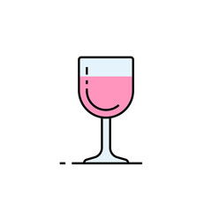 Wine glass line icon. Pink wineglass symbol. Vector illustration.