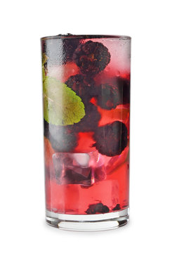 Refreshing summer cocktail with blackberry and mint