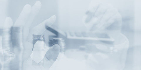 Business team work process.Double exposure photo professional crew working with new startup project