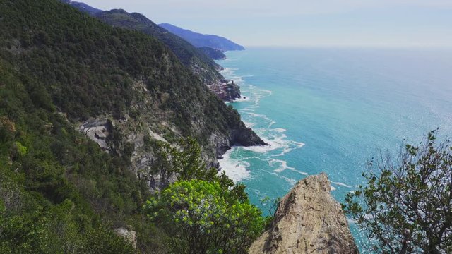 Landscape of Vernazza village from the top of the hill in Cinque Terre, Italy