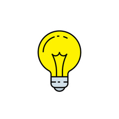 Lightbulb line icon. Yellow halogen light symbol. Vector illustration.