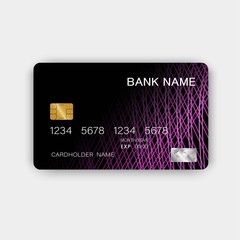 Credit card. With inspiration from the abstract.  Black and purple on the white background. Glossy plastic style. Vector illustration design EPS 10