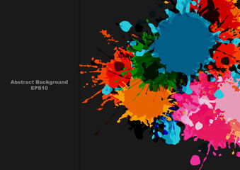 Fototapeta na wymiar abstract splatter color desing on black color background. illustration vector design