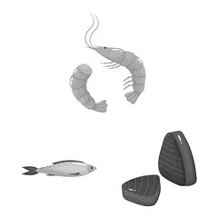Vector design of seafood and healthy symbol. Set of seafood and ocean stock symbol for web.