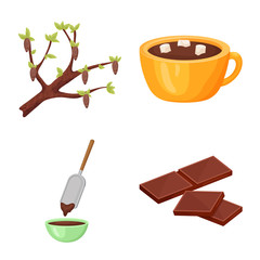 Isolated object of cocoa and beans sign. Set of cocoa and sweetness vector icon for stock.