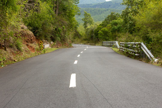 Beautiful Ghat road along the mountain range of Talamalai Reserve Forest, Hasanur, Tamil Nadu - Karnataka State border, India