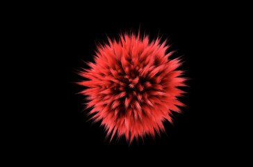 Fototapeta premium Fluffy red ball isolated on black