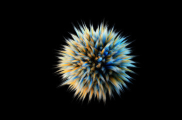 Fluffy colourful ball isolated on black