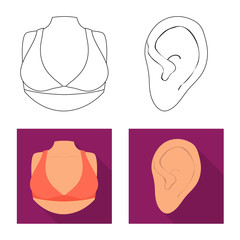 Vector design of body and part symbol. Set of body and anatomy stock vector illustration.