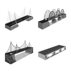 Isolated object of connection and crossing logo. Collection of connection and design stock symbol for web.
