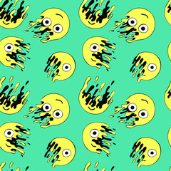 Emoticon, emoticons, emoji, vector, melt, fade, stylized, yellow, green, pattern