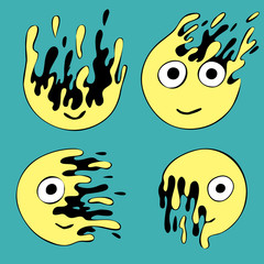 Emoji emoticons. Melt and disappear. Vector