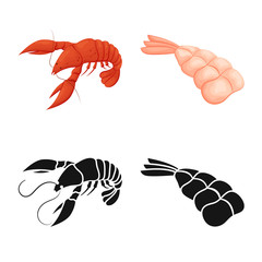 Isolated object of appetizer and ocean sign. Collection of appetizer and delicacy stock vector illustration.