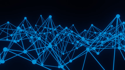 Abstract polygonal space low poly dark background with connecting dots and lines. Connection structure. 3d rendering