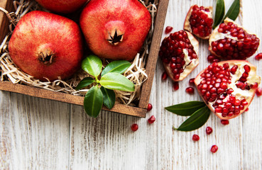 Ripe pomegranate fruits