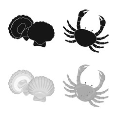 Vector design of fresh and restaurant icon. Collection of fresh and marine vector icon for stock.