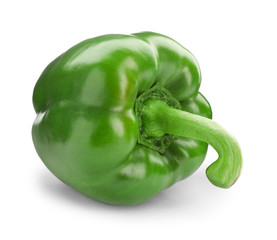 Ripe green bell pepper on white background